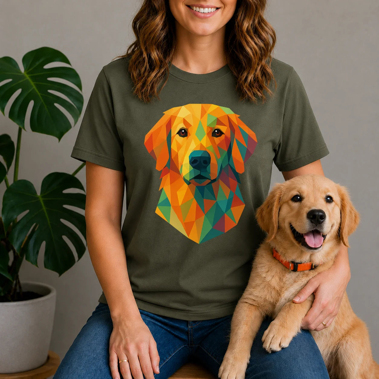 Geometric Golden Retriever Shirt