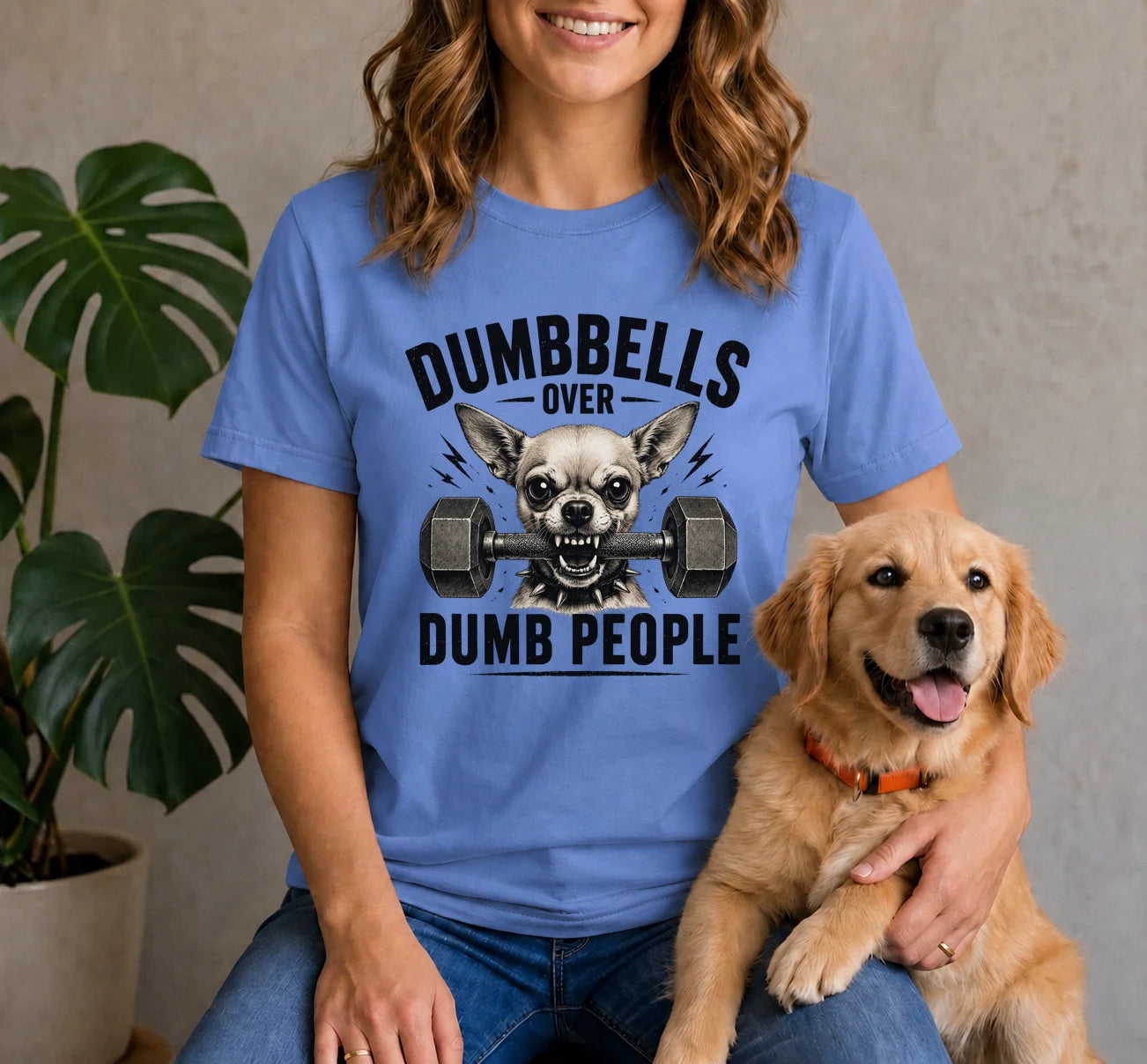 Dumbbells Over Dumb People Chihuahua Shirt