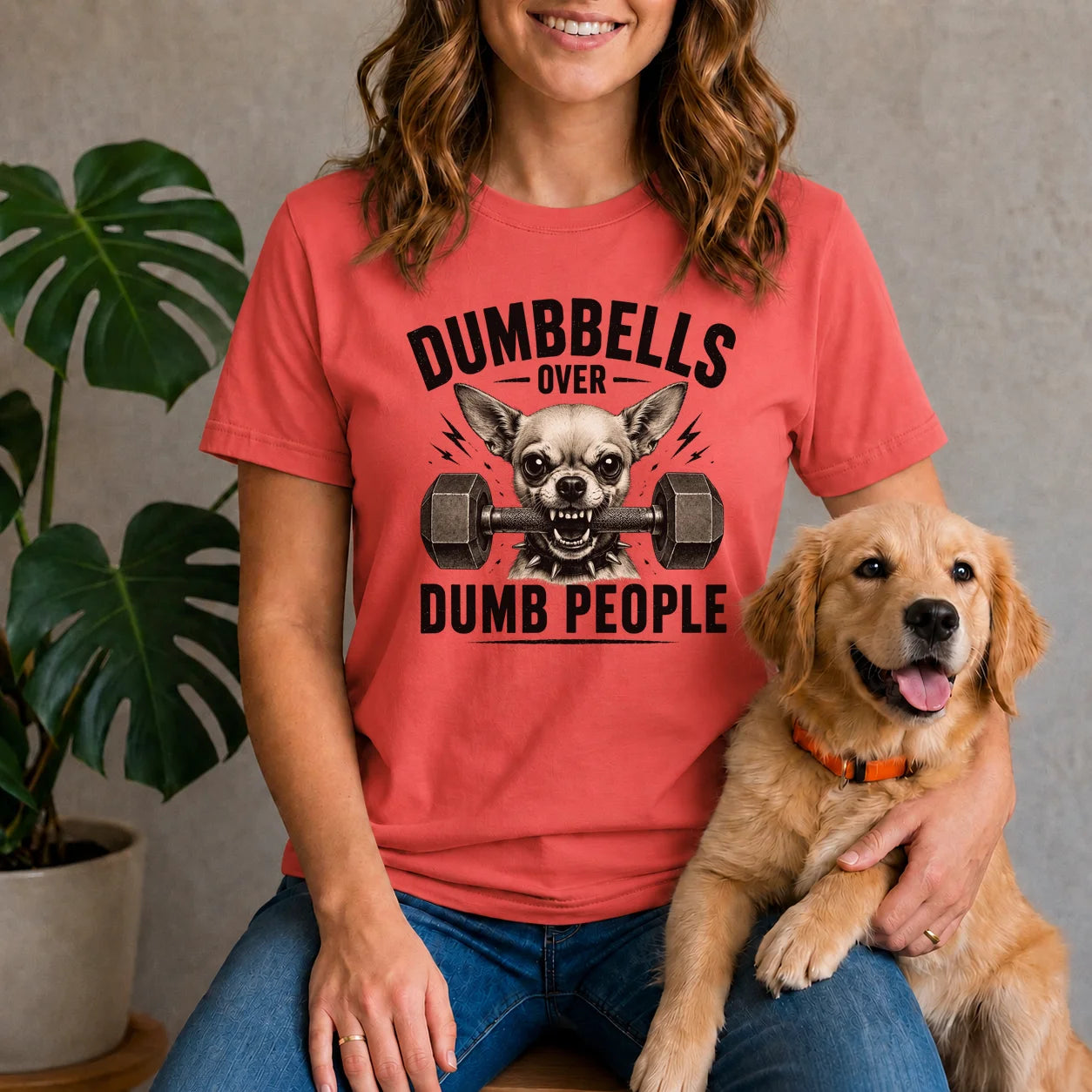 Dumbbells Over Dumb People Chihuahua Shirt