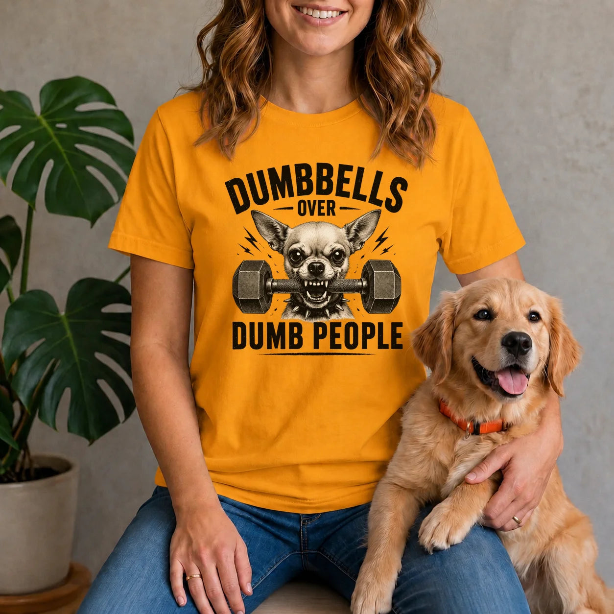 Dumbbells Over Dumb People Chihuahua Shirt