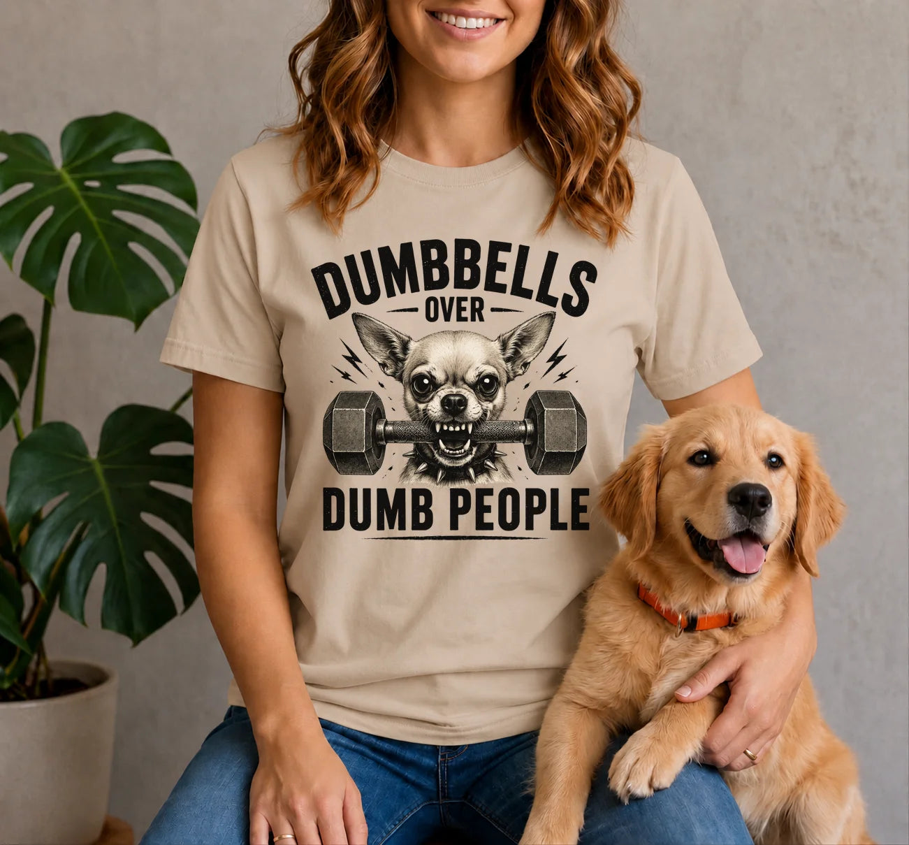 Dumbbells Over Dumb People Chihuahua Shirt