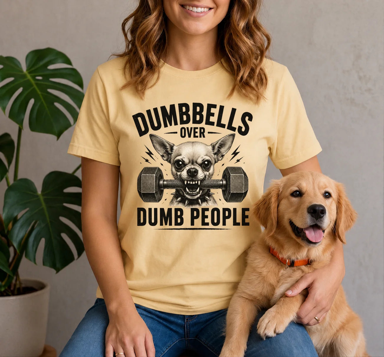 Dumbbells Over Dumb People Chihuahua Shirt