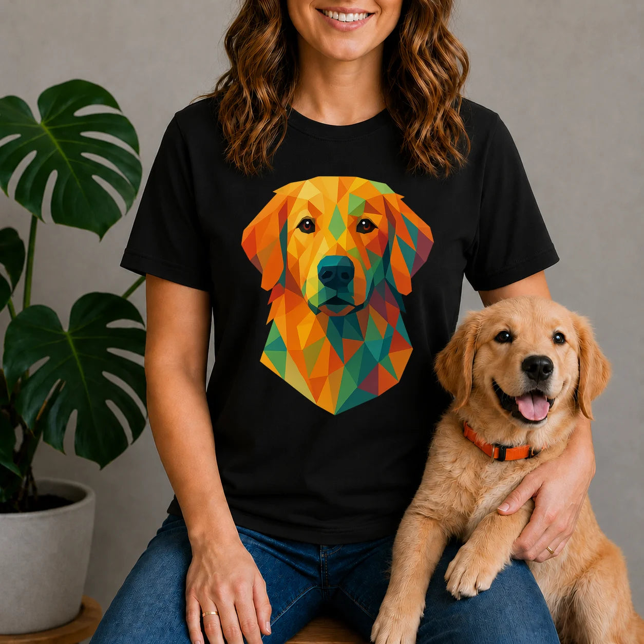 Geometric Golden Retriever Shirt