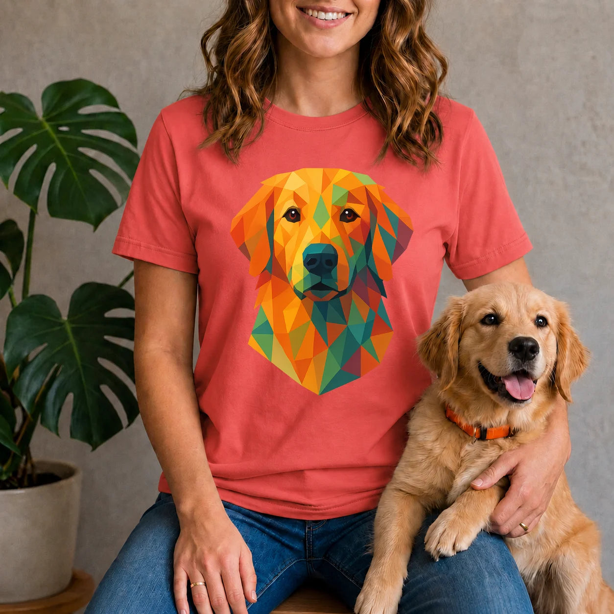 Geometric Golden Retriever Shirt